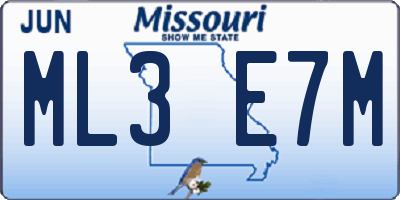MO license plate ML3E7M