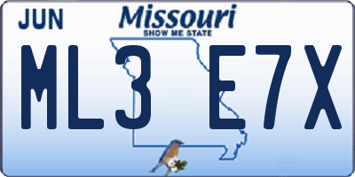 MO license plate ML3E7X