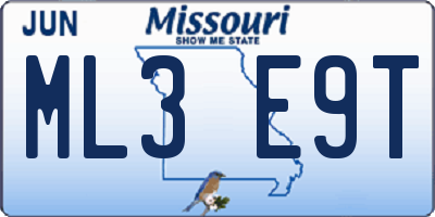 MO license plate ML3E9T