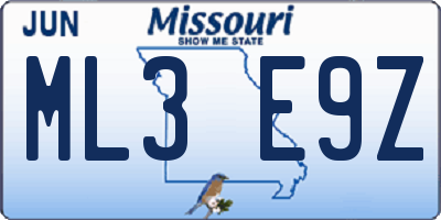 MO license plate ML3E9Z