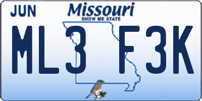 MO license plate ML3F3K