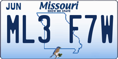 MO license plate ML3F7W