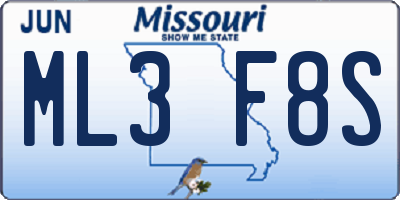 MO license plate ML3F8S