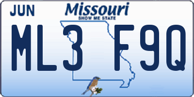 MO license plate ML3F9Q