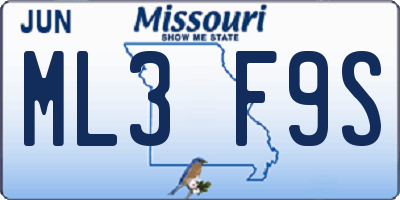 MO license plate ML3F9S