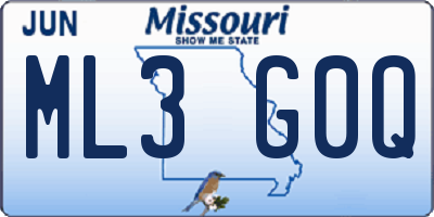 MO license plate ML3G0Q