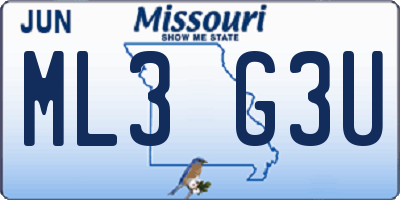 MO license plate ML3G3U