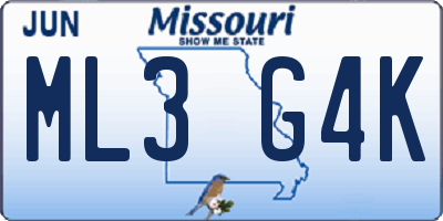 MO license plate ML3G4K