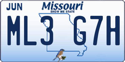 MO license plate ML3G7H