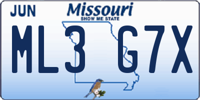 MO license plate ML3G7X