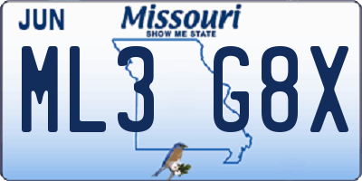 MO license plate ML3G8X