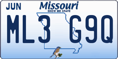 MO license plate ML3G9Q