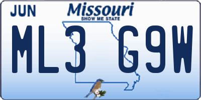 MO license plate ML3G9W