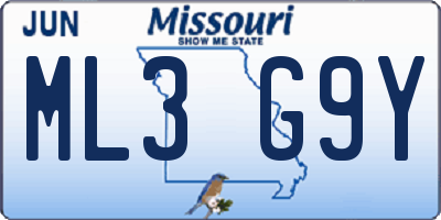 MO license plate ML3G9Y