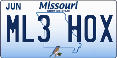 MO license plate ML3H0X