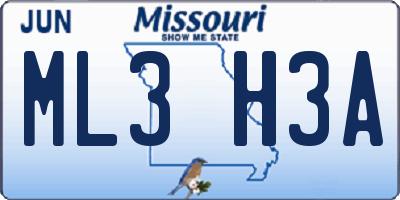 MO license plate ML3H3A