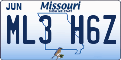 MO license plate ML3H6Z