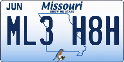 MO license plate ML3H8H