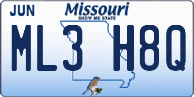 MO license plate ML3H8Q