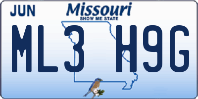 MO license plate ML3H9G