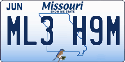 MO license plate ML3H9M