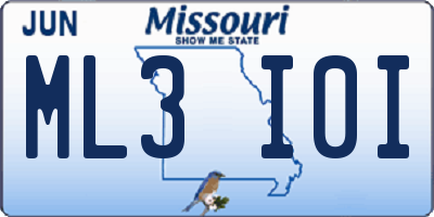 MO license plate ML3I0I