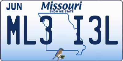 MO license plate ML3I3L