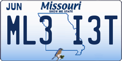 MO license plate ML3I3T