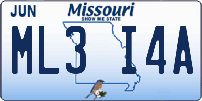 MO license plate ML3I4A