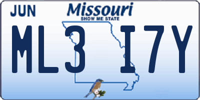 MO license plate ML3I7Y