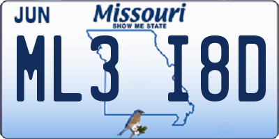 MO license plate ML3I8D