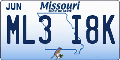 MO license plate ML3I8K