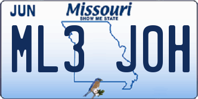 MO license plate ML3J0H