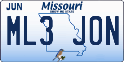 MO license plate ML3J0N