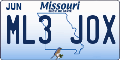 MO license plate ML3J0X