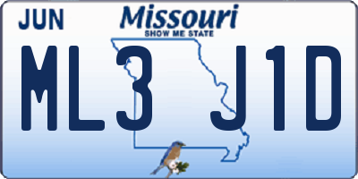 MO license plate ML3J1D