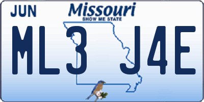 MO license plate ML3J4E