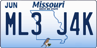 MO license plate ML3J4K
