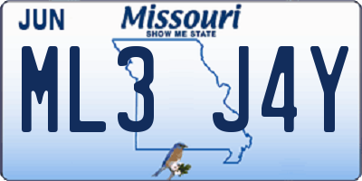 MO license plate ML3J4Y