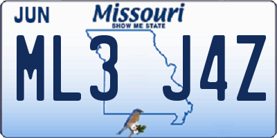 MO license plate ML3J4Z