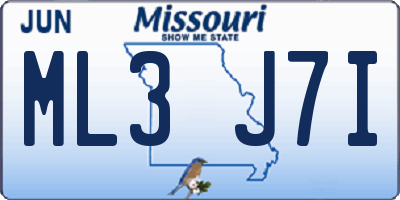 MO license plate ML3J7I