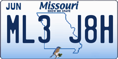MO license plate ML3J8H