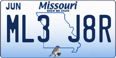 MO license plate ML3J8R
