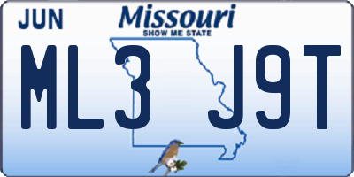 MO license plate ML3J9T