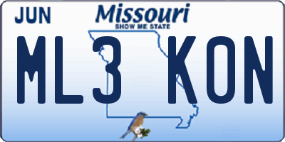 MO license plate ML3K0N