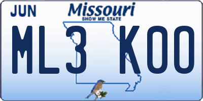 MO license plate ML3K0O