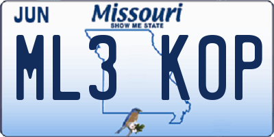 MO license plate ML3K0P