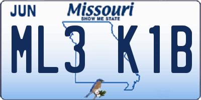 MO license plate ML3K1B