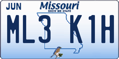 MO license plate ML3K1H