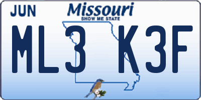 MO license plate ML3K3F